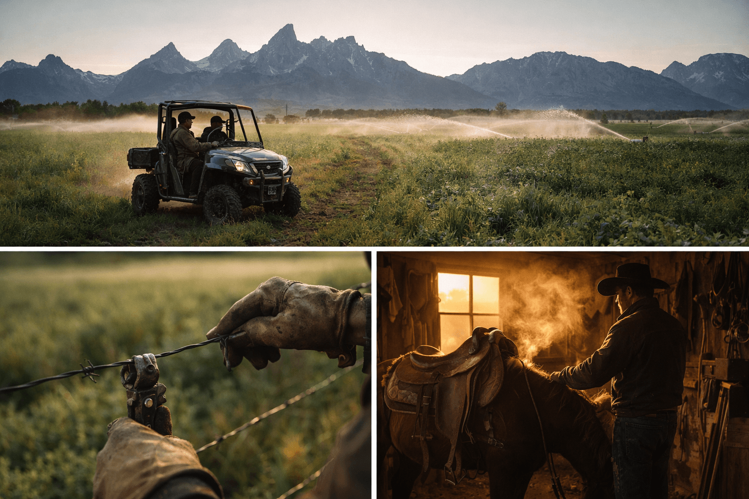 Ranch life at Snake River Ranch — riding, fence work, and saddlery
